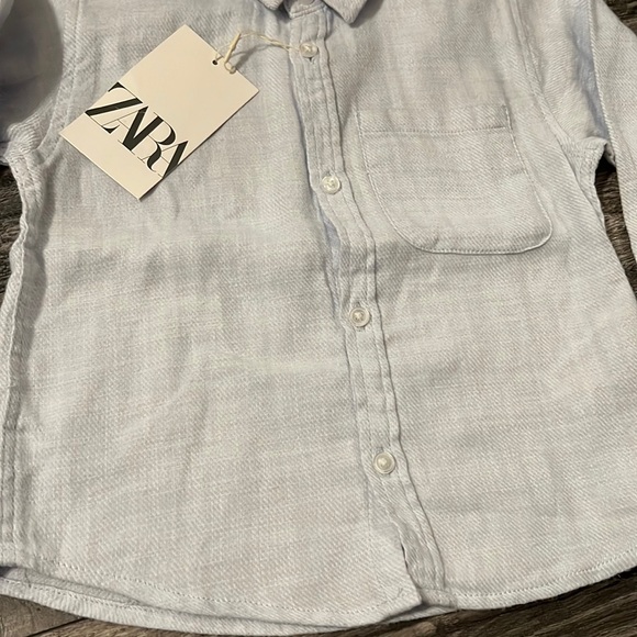 Zara cotton dress shirt soft touch baby boy 12-18 months new blue - Picture 5 of 8